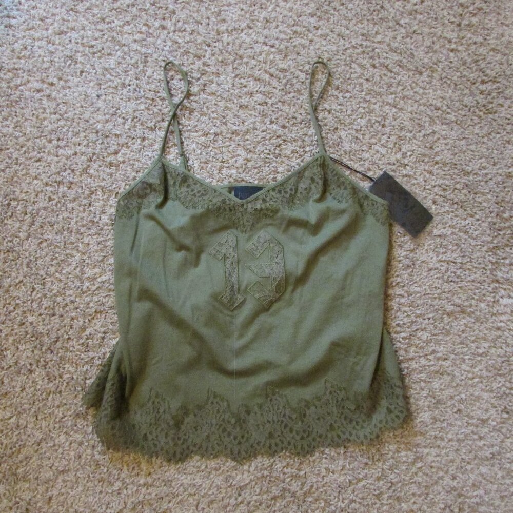 NWT Puma Fenty Large Rihanna Lace Trim Cami Tank Top Olive Green Sleepwear